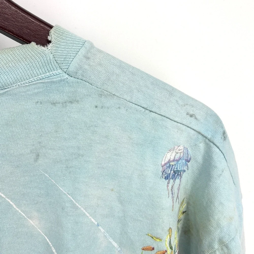 Under The Sea Tie Dye Shirt Ocean OG Liquid Blue 1990 XL Half Baked‎